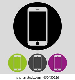 Smartphone web call icon vector eps 10.  Smartphone mobile phone call icon. Mobile phone web icon in circle.