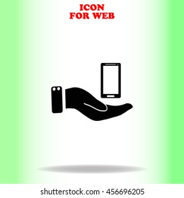 Smartphone web icon. Black illustration on white background
