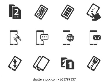 smartphone web icons. set of simple symbols silhouettes
