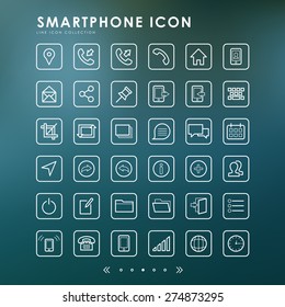 smartphone and web minimal line icons with blur background