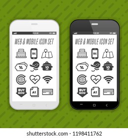 Smartphone with web and mobile application icons on screen.