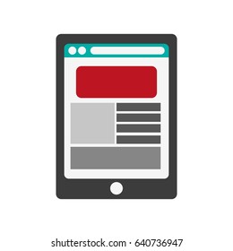 smartphone with web page on screen icon image 