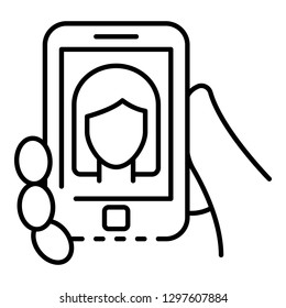 Smartphone webinar icon. Outline smartphone webinar vector icon for web design isolated on white background