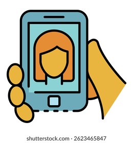Smartphone webinar icon. Outline smartphone webinar vector icon color flat isolated on white