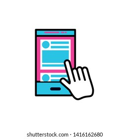 smartphone with webpage template vector ilustration