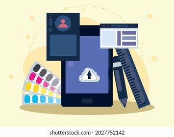 smartphone and website design icons