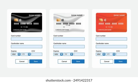 Smartphone and Website Online Credit Card Payment UI Design. Optimized UX Template with Credit Card Info Fill-in. Vector Illustration.