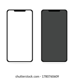 Smartphone mit weißem und schwarzem, leerem Touchscreen, Vektorgrafik 