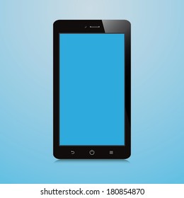 smartphone with white blank screen on white background