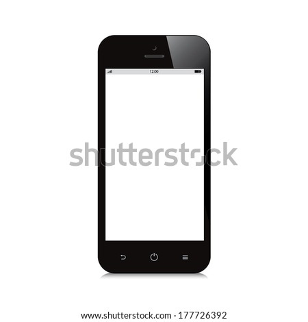 smartphone with white blank screen on white background
