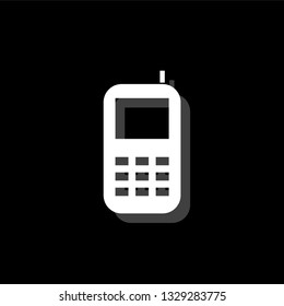 Smartphone. White flat simple icon with shadow