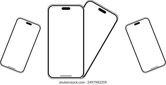 Smartphone with white screen in realistic style mockup. Vector realistic front view smartphone mockup. Mockup smart phone vector. Mobile I-phone frame with transparent display and Clipping Path vector