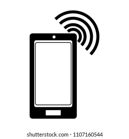 Smartphone with wifi in black and white