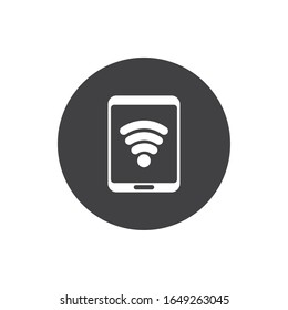 Smartphone and wifi block flat style icon design, Cellphone mobile digital phone technology communication and social media theme Vector illustration