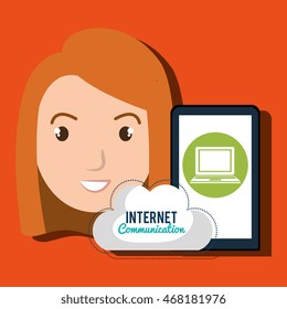 smartphone wifi cloud person vector illustration graphic