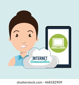 smartphone wifi cloud person vector illustration graphic
