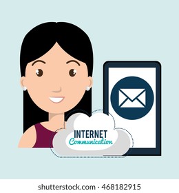 smartphone wifi cloud person vector illustration graphic