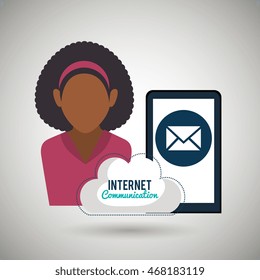 smartphone wifi cloud person vector illustration graphic