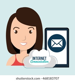smartphone wifi cloud person vector illustration graphic
