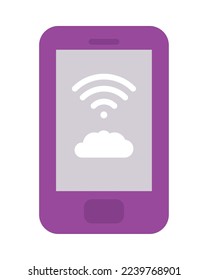 smartphone with wifi and cloud symbols