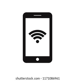 Smartphone with wifi connection icon vector