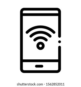 Smartphone Wi-Fi Connection Icon Vector. Outline Smartphone Wi-Fi Connection Sign. Isolated Contour Symbol Illustration