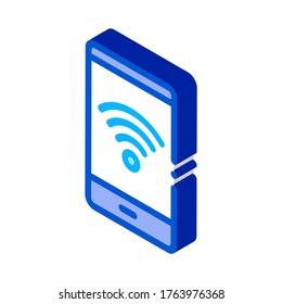 Smartphone Wi-Fi Connection Icon Vector. Isometric Smartphone Wi-Fi Connection sign. color isolated symbol illustration