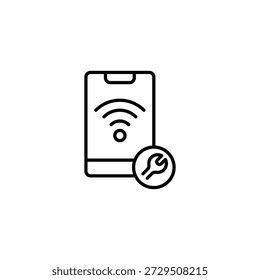 Smartphone WiFi Connection Settings Troubleshooting Icon Outline Simple