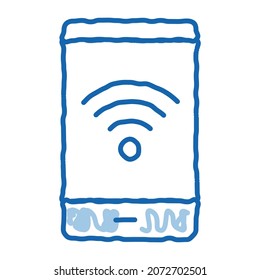 Smartphone Wi-Fi Connection sketch icon vector. Hand drawn blue doodle line art Smartphone Wi-Fi Connection sign. isolated symbol illustration