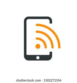 Smartphone with WiFi icon logo design 