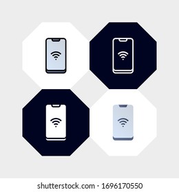 Smartphone Wifi Icon Logo Vector Illustration. with four styles, outline, filled outline, flat and glyph. template for website and company