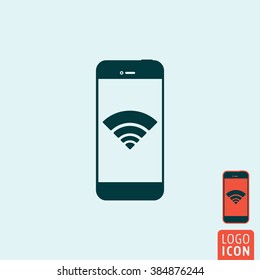 Smartphone wifi icon. Smartphone with wifi signal icon isolated, smart phone minimal design. Vector illustration