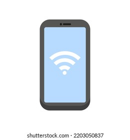 Smartphone with wi-fi icon vector idolsted on white. Mobile Internet wi fi connection