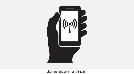 Smartphone with a wi-fi icon. Vector illustration icon. Simple icon. Mobile phone wifi signal icon.