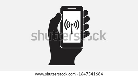 Smartphone with a wi-fi icon. Vector illustration icon. Simple icon. Mobile phone wifi signal icon.
