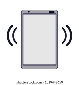 Smartphone with wifi internet signal blue lines