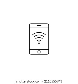 Smartphone with wi-fi line icon. Phone speaker, mobile internet. Communication concept. Vector illustration can be used for topics like wireless technology, connection, internet
PHONE WIFI icon vector