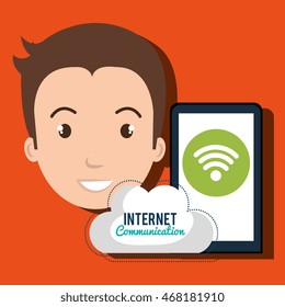 smartphone wifi service internet vector illustration graphic
