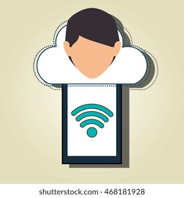smartphone wifi service internet vector illustration graphic