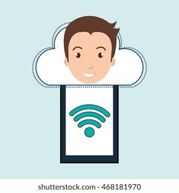 smartphone wifi service internet vector illustration graphic