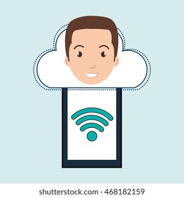 smartphone wifi service internet vector illustration graphic