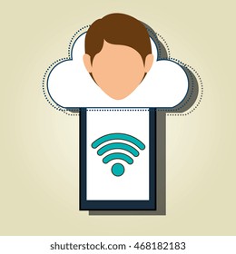 smartphone wifi service internet vector illustration graphic