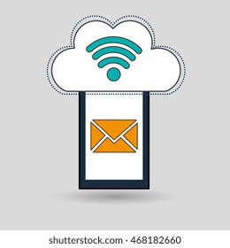 smartphone wifi service internet vector illustration graphic