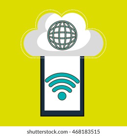 smartphone wifi service internet vector illustration graphic
