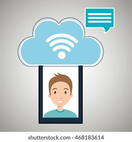 smartphone wifi service internet vector illustration graphic