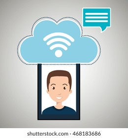 smartphone wifi service internet vector illustration graphic