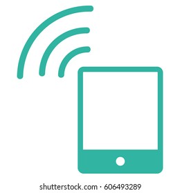 Smartphone Wi-Fi Signal vector icon. Flat cyan symbol. Pictogram is isolated on a white background. Designed for web and software interfaces.