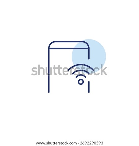 Smartphone and wi-fi. Wireless connectivity, online access. Hotspot and app usage. Pixel perfect, editable stroke vector icon