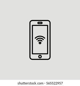 Smartphone WiFi Wireless Outline Vector Icon