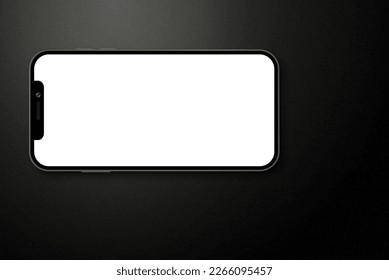 Smartphone with wihite screen on textured black background. EPS10 vector
